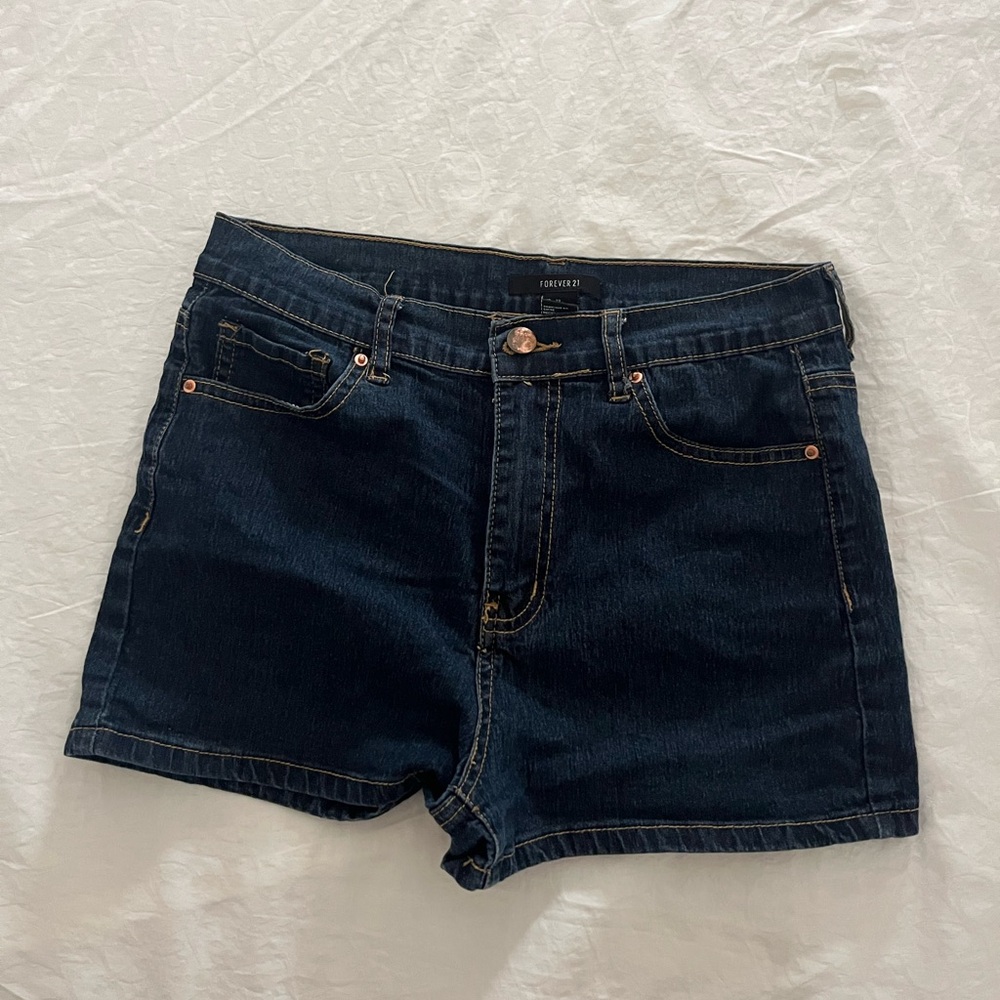 Dark wash high waist jean shorts